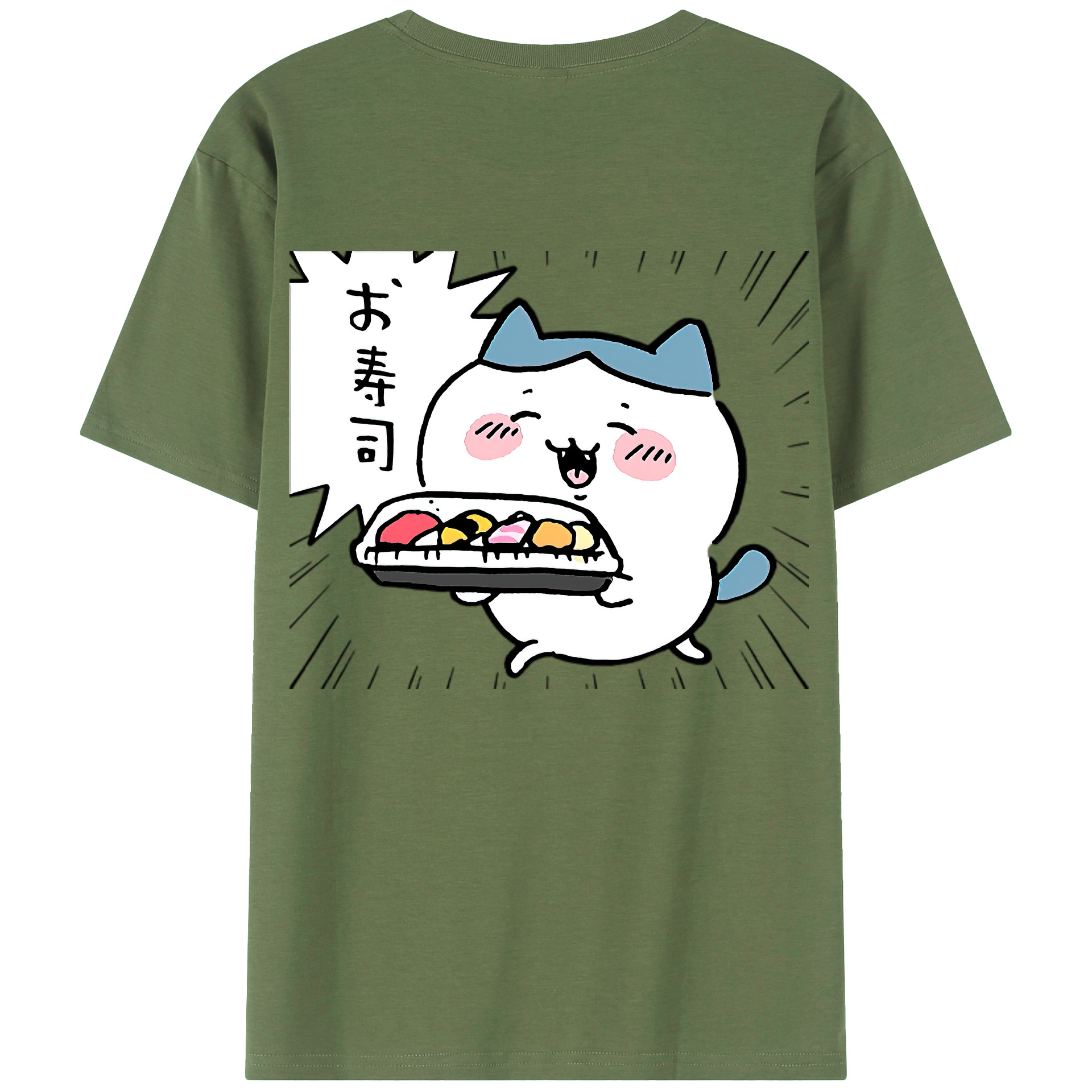 （画像用） ちいかわ ハチワレ Chii-kawa hachiware 綿100％ メンズ半袖Tシャツ（バックプリント） 通気性